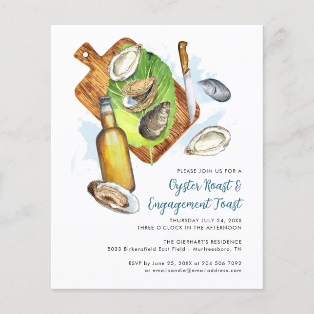 Oyster Roast Engagement Toast Budget Invitation (Front)