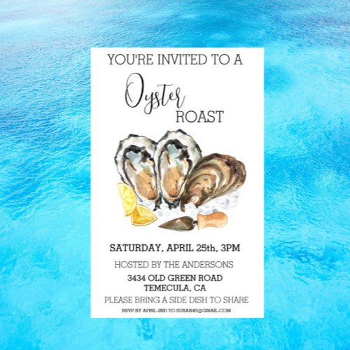 Oyster Roast Invitation Watercolor Cookout 