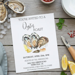 Oyster Roast Invitation Watercolor Cookout Budget