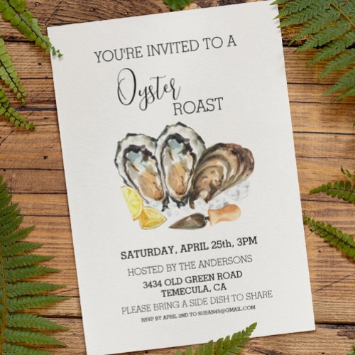 Oyster Roast Invitation Watercolor Cookout Budget