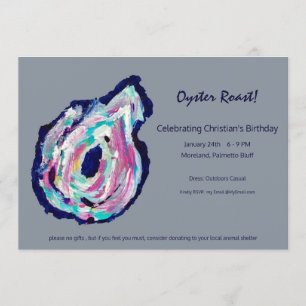 Oyster Roast Party Invitation - Dove Gray