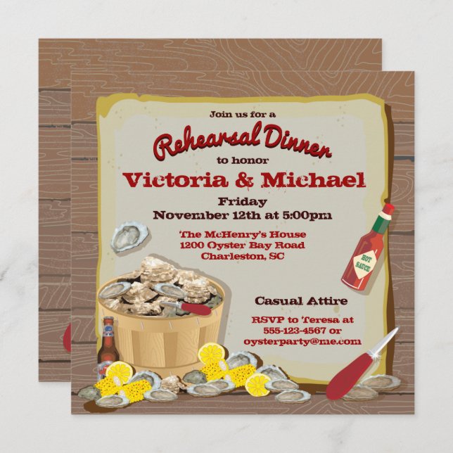 Oyster Roast Party Invitations (Front/Back)