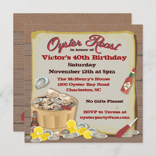 Oyster Roast Party Invitations (Front/Back)