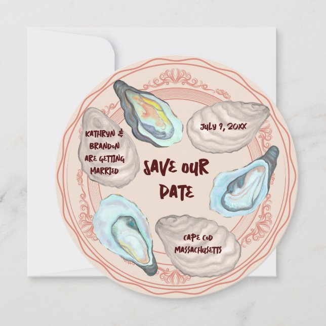 Oyster Roast Plate Wedding Save the Date Invitation (Front)