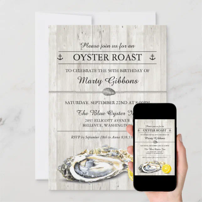 Oyster Roast Seafood Nautical Birthday Invitation | Zazzle