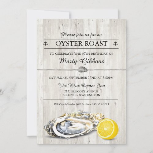 Oyster Roast Seafood Nautical Birthday Invitation