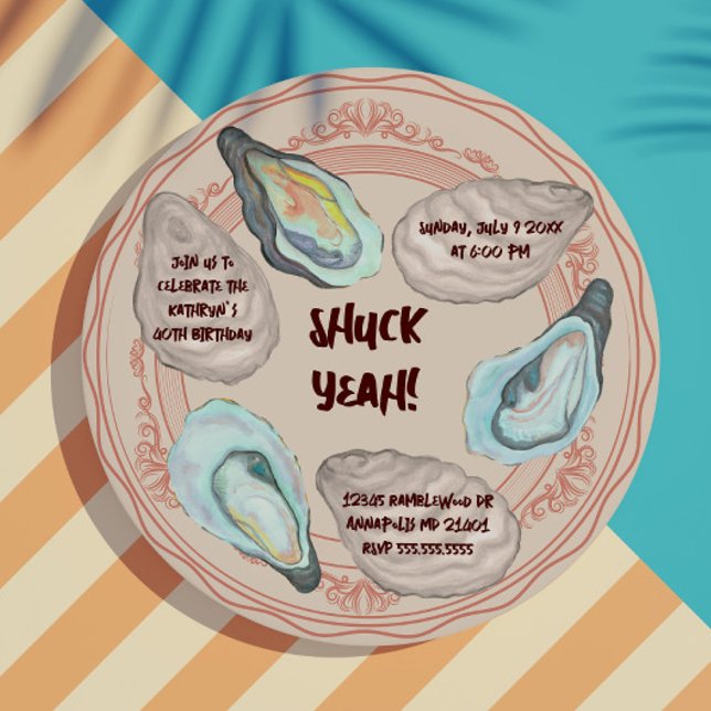 Oyster Roast Shuck Yeah Adult Birthday Party Invitation (Creator Uploaded)