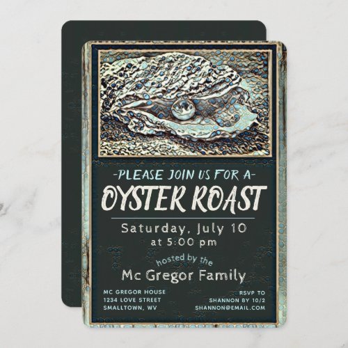 Oyster Roast Tan and Blue All Purpose Invitation