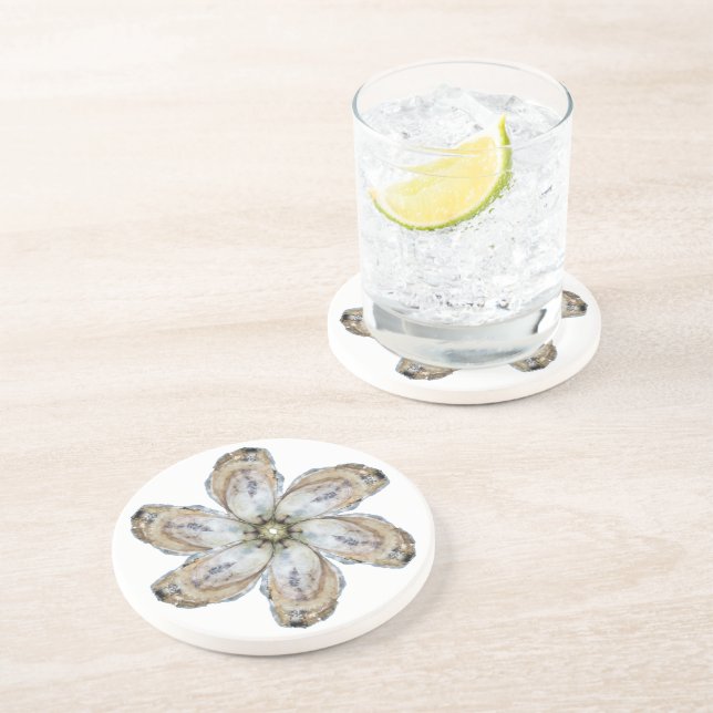 Oyster Sandstone Coaster - Design A (Side)