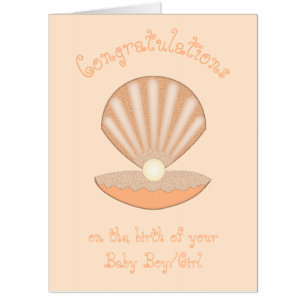 Oyster shell and Pearl Gender Neut Congratulations Card