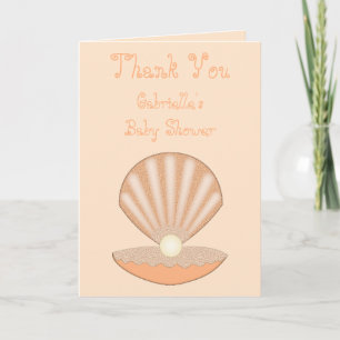 Oyster shell and Pearl Gender Neutral Baby Shower Card