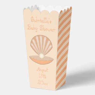 Oyster shell and Pearl Gender Neutral Baby Shower Favor Boxes