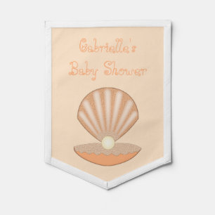 Oyster shell and Pearl Gender Neutral Baby Shower Pennant