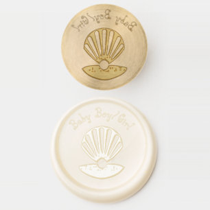 Oyster shell and Pearl Gender Neutral Baby Shower Wax Seal Stamp
