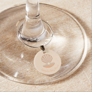 Oyster shell and Pearl Gender Neutral Baby Shower Wine Charm