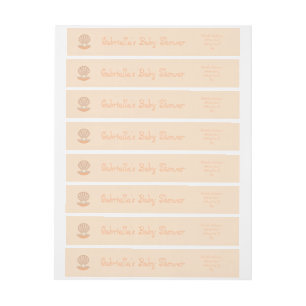 Oyster shell and Pearl Gender Neutral Baby Shower Wrap Around Address Label