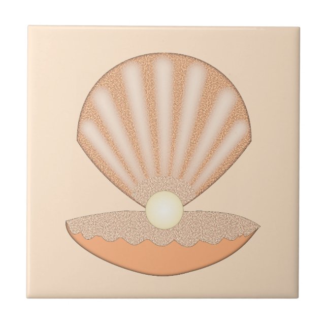 Oyster shell and Pearl Gender Neutral Ceramic Tile (Front)