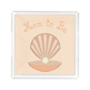 Oyster shell and Pearl Gender Neutral Custom Acrylic Tray