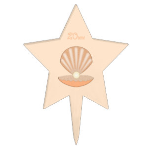 Oyster shell and Pearl Gender Neutral Custom Cake Topper