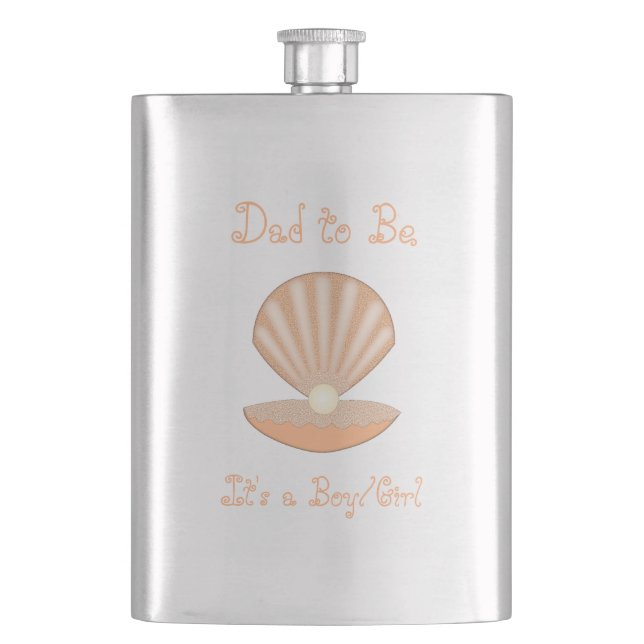 Oyster shell and Pearl Gender Neutral Custom Flask (Front)