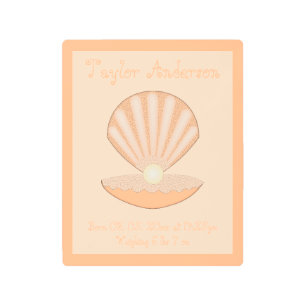 Oyster shell and Pearl Gender Neutral Custom Metal Print