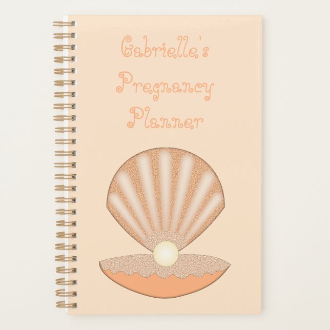 Oyster shell and Pearl Gender Neutral Custom Planner (Front)