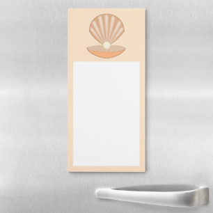 Oyster shell and Pearl Gender Neutral Magnetic Notepad