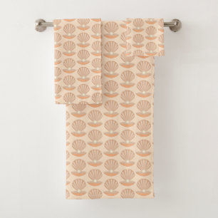 Oyster shell and Pearl Gender Neutral Patterned Bath Towel Set