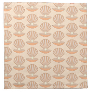 Oyster shell and Pearl Gender Neutral Patterned Cloth Napkin