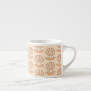 Oyster shell and Pearl Gender Neutral Patterned Espresso Cup
