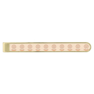 Oyster shell and Pearl Gender Neutral Patterned Gold Finish Tie Bar
