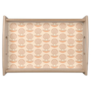 Oyster shell and Pearl Gender Neutral Patterned Serving Tray