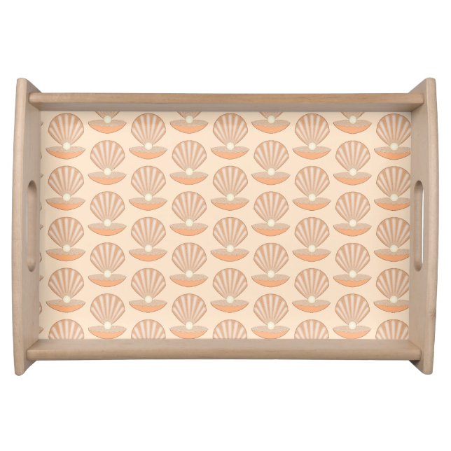 Oyster shell and Pearl Gender Neutral Patterned Serving Tray (Front)
