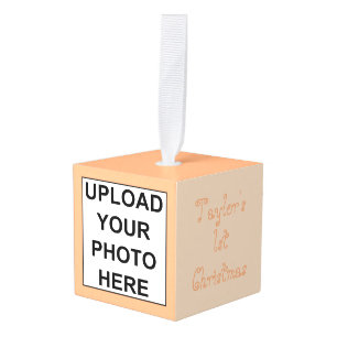 Oyster shell and Pearl Gender Neutral Photo Upload Cube Ornament