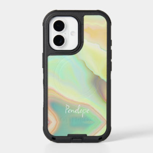 Oyster Shell Marbled Agate Look with Your Name  iPhone 17 Case