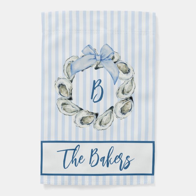 Oyster Shell Wreath Personalized Garden Flag (Front)