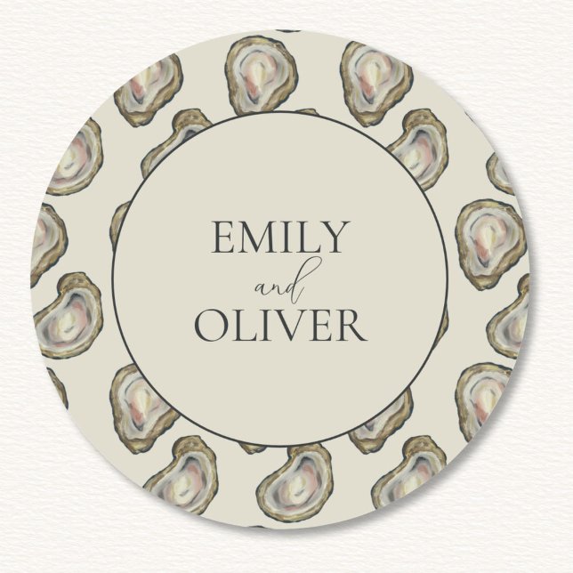 Oyster Shells Wedding  Classic Round Sticker (Creator Uploaded)