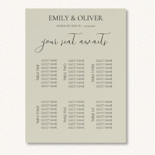 Oyster Shells Wedding Seating Chart Foam Board