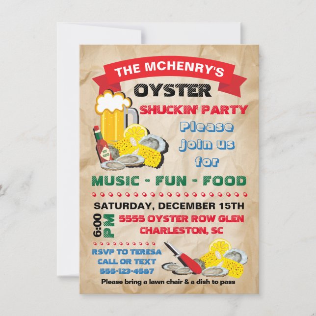 Oyster Shucking Party Invitation (Front)