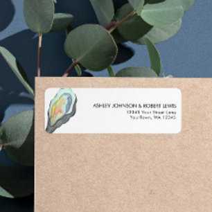 Oyster Watercolor Wedding Return Address Label