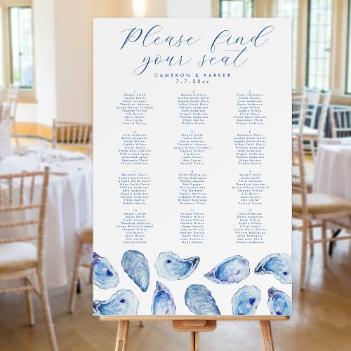 Oyster Watercolor Wedding Seating Chart Foam Board