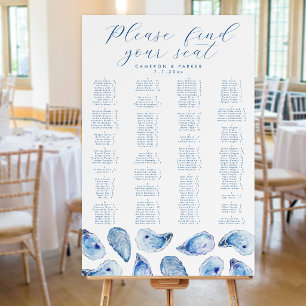 Oyster Wedding Alphabetized Seating Chart Foam Board