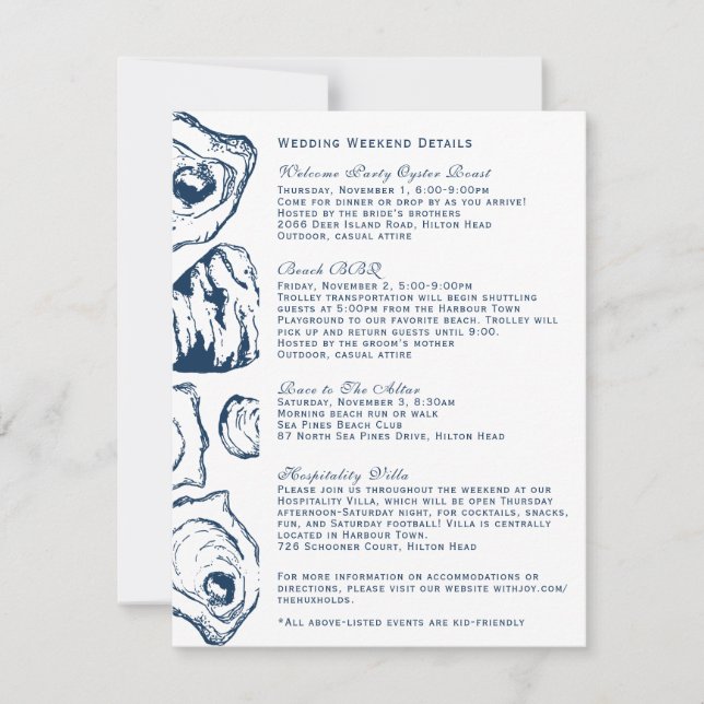 Oyster Wedding Details Invitation (Front)