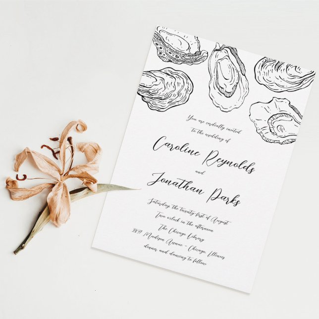 Oyster Wedding Invitation - Black and White  (Creator Uploaded)
