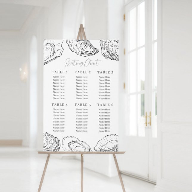 Oyster Wedding Table Seating Chart Faux Canvas Print (Creator Uploaded)