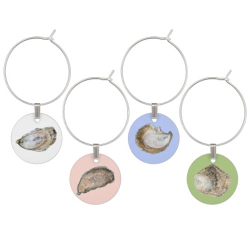 Oyster Wine Charms Light Colors _ Set of 4