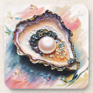 Oyster With Pearl Fine Art Beverage Coaster