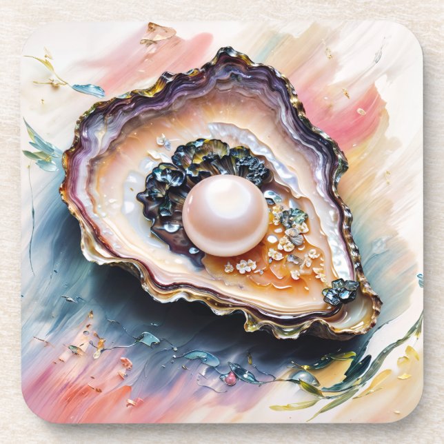 Oyster With Pearl Fine Art Beverage Coaster (Front)