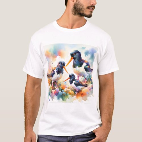 Oystercatchers in Harmony 280524AREF102 _ Watercol T_Shirt