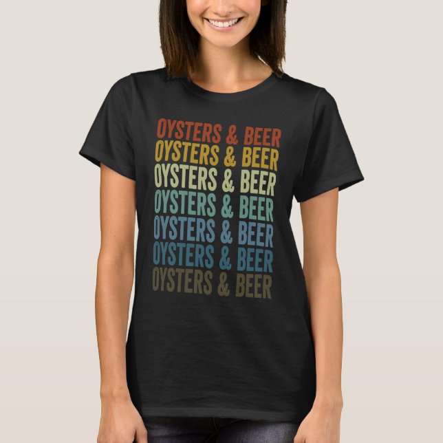 Oysters & Beer Oyster Oyster Shucking Seafood  Bee T-Shirt (Front)